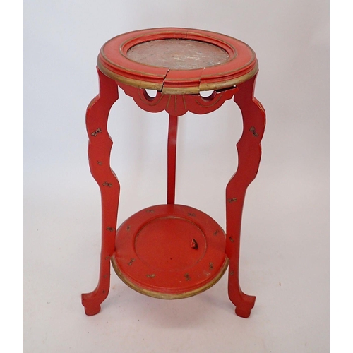 1115 - An oriental red lacquer plant stand, 73cm tall