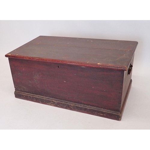 1136 - A Victorian pine blanket box with candle box to interior, 88 x 51 x 39cm