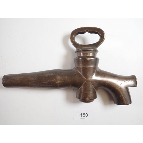 1150 - A 19th century brass barrel tap, stamped G Deem, Martineau & Smith, 25cm long