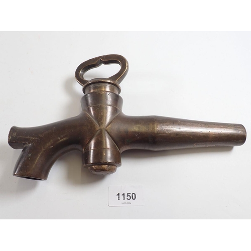 1150 - A 19th century brass barrel tap, stamped G Deem, Martineau & Smith, 25cm long