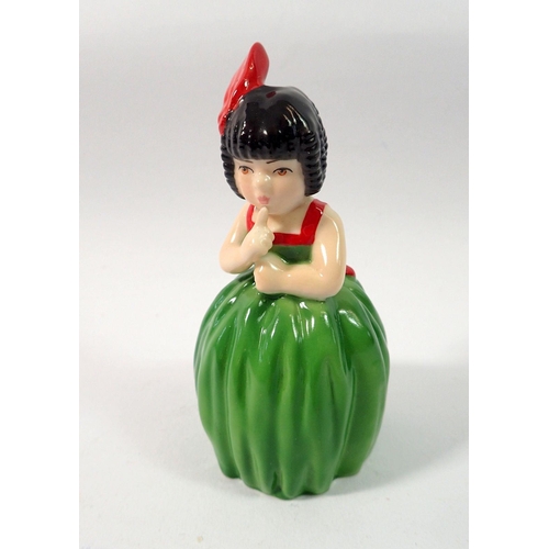 116 - A Royal Worcester limited edition candlesnuffer Hush - girl in a red dress, boxed with certificate