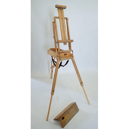 1174 - A Winsor and Newton wooden travel easel together with various Winsor and Newton and other oils, pall... 