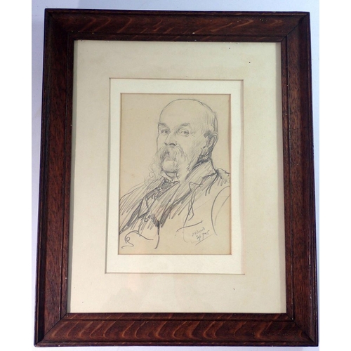 1184 - J H Dowd - pencil of a gentleman with large moustache dated Sept 7.15, 20 x 14cm