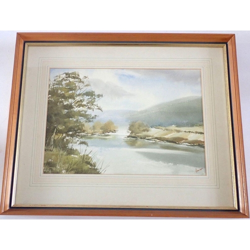 1188 - Ron Ranson - watercolour River Wye scene, 27 x 38cm