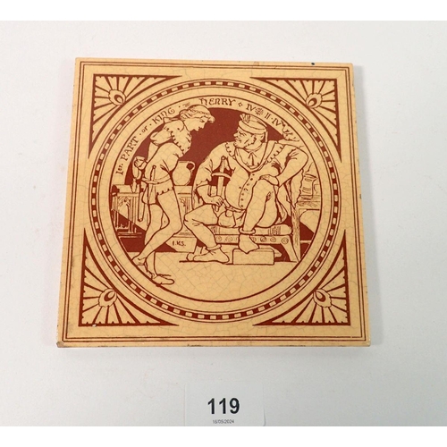 119 - A Minton tile printed Shakespeare's Henry IV