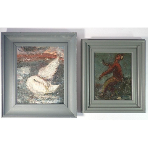 1194 - Ivan Zadok Bray (Cornish b.1967) - two oil on board paintings - swan, signed and dated 2006 to rever... 