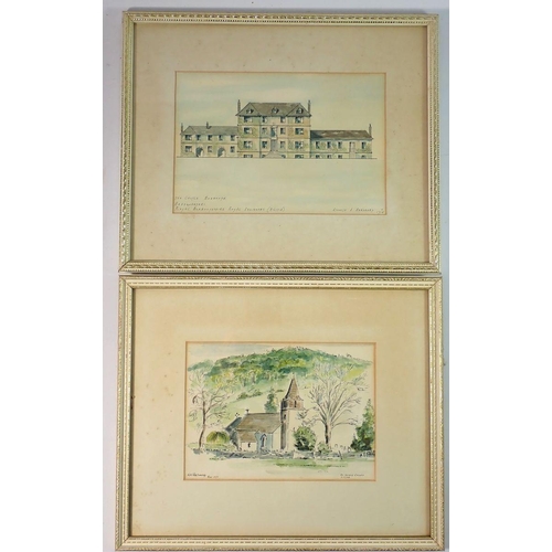 1209 - Kenneth A Bradbury - two watercolours of Monmouth - The Castle & St Peters, 13 x 19cm