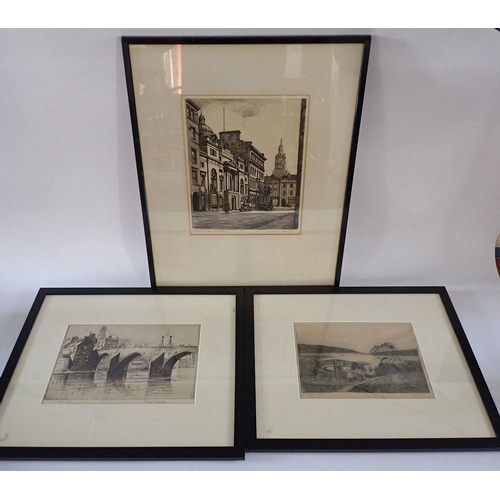 1224 - Wilfred Appleby (b.1889) etching Glasgow Trades House, signed in pencil plus two other Scottish etch... 