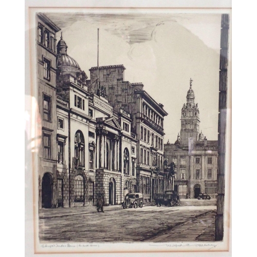 1224 - Wilfred Appleby (b.1889) etching Glasgow Trades House, signed in pencil plus two other Scottish etch... 