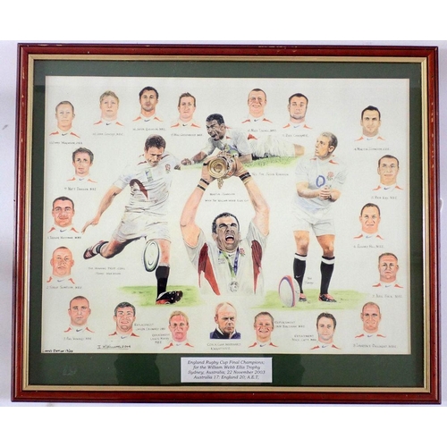 1230 - An England Rugby Cup Final Champions print, Sydney Australia, November 2003, 42 x 56cm