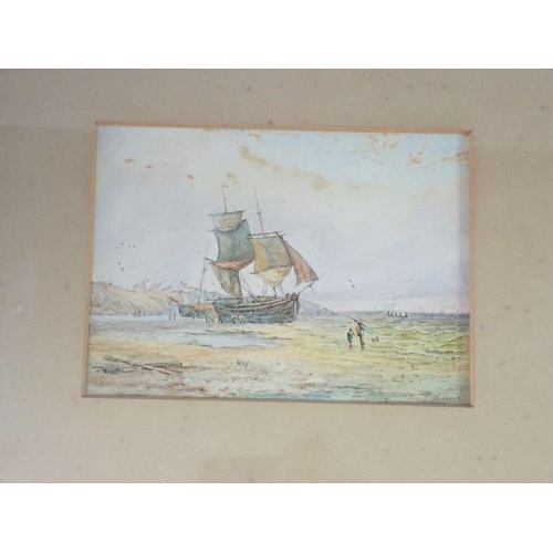 1239 - George F Turner - three watercolour coastal scenes with sailing boats, two 13 x 18cm