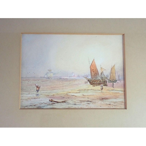 1239 - George F Turner - three watercolour coastal scenes with sailing boats, two 13 x 18cm