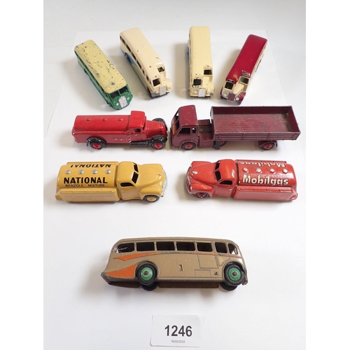 1246 - A collection of nine vintage Dinky buses and lorries