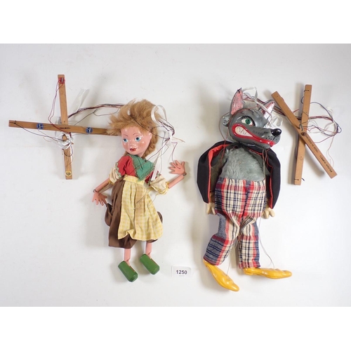 1250 - Two vintage 1960's Pelham puppets including Wolf from Little Red Riding Hood plus Gretal