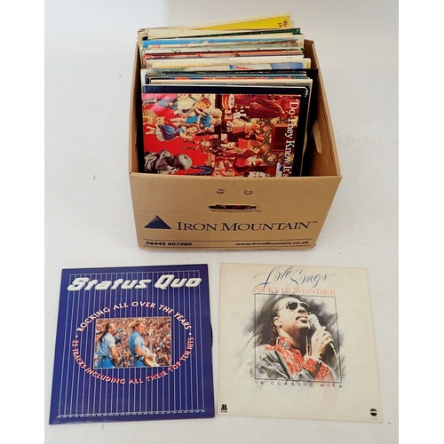 1277 - A box of pop and rock records including Barbara Streisand, Status Quo, Tina Turner etc.