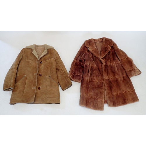 1313 - A mink coat and a ladies sheepskin coat size 10