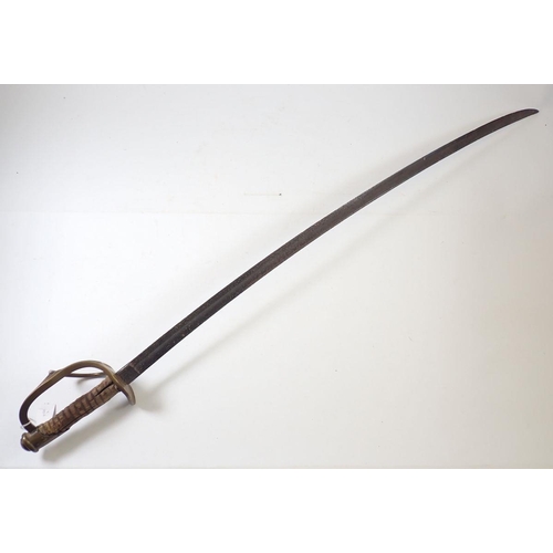 1362 - An American US cavalry sword with brass hilt