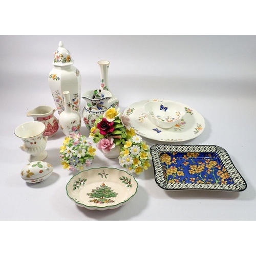 137 - A box of Aynsley ceramics, Coalport and Royal Doulton floral ornaments etc.