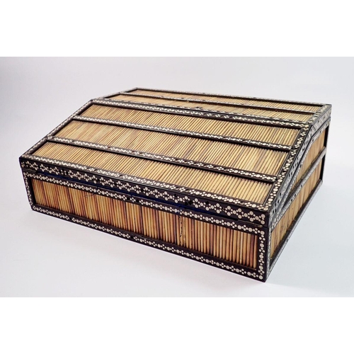 1376 - A 19th century Anglo Indian porcupine quill writing slope, the fully fitted interior with red and bl... 