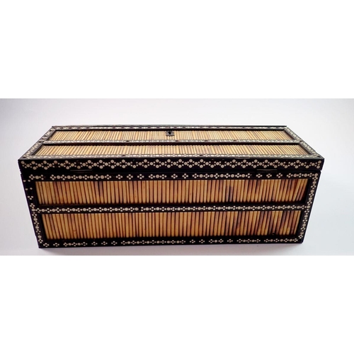 1376 - A 19th century Anglo Indian porcupine quill writing slope, the fully fitted interior with red and bl... 