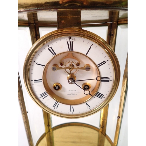 1396 - A fine 19th century French oval four glass mantel clock with mercury compensated pendulum by Chaude,... 