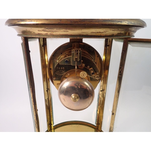 1396 - A fine 19th century French oval four glass mantel clock with mercury compensated pendulum by Chaude,... 