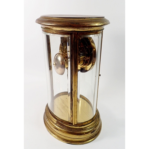 1396 - A fine 19th century French oval four glass mantel clock with mercury compensated pendulum by Chaude,... 