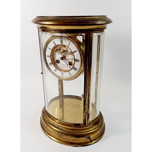 1396 - A fine 19th century French oval four glass mantel clock with mercury compensated pendulum by Chaude,... 