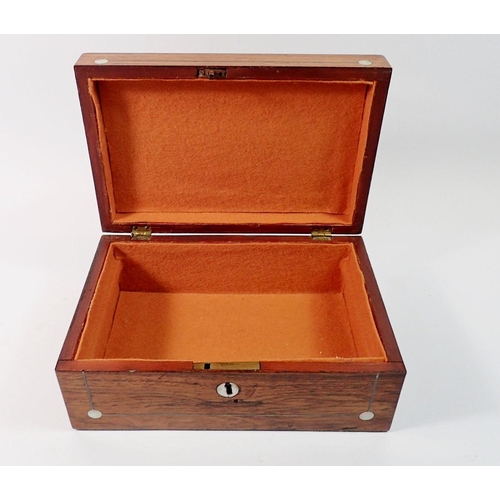 1411 - A 19th century mahogany box with mother of pearl inlay, 22.5cm wide