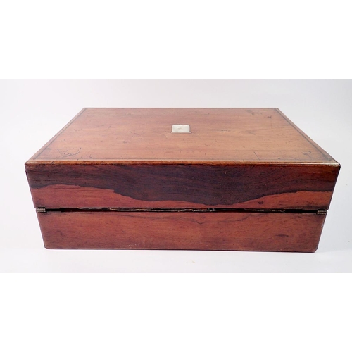 1415 - A 19th century mahogany writing slope with mother of pearl inlay, 35 x 23cm