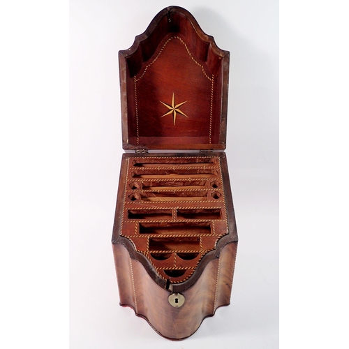 1419 - A Georgian mahogany knife box with star inlay, later fitted as a correspondence box