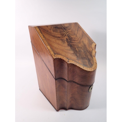 1419 - A Georgian mahogany knife box with star inlay, later fitted as a correspondence box