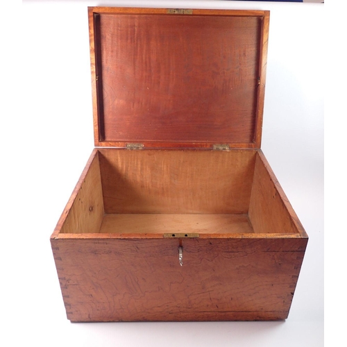 1421 - A mahogany storage box with key, 46 x 35.5 x 27cm