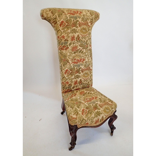 1431 - A Victorian pine dieu chair on carved scroll feet and castors