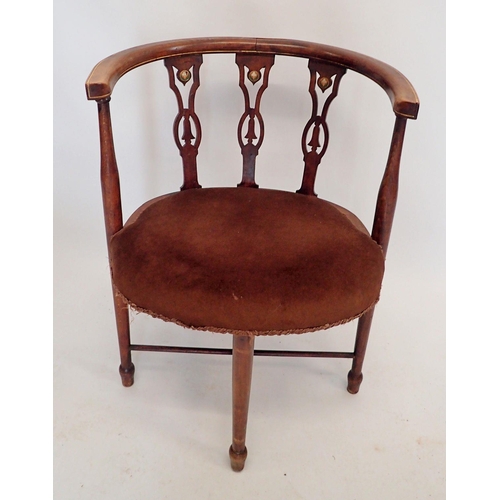 1437 - An Edwardian corner chair with painted motifs