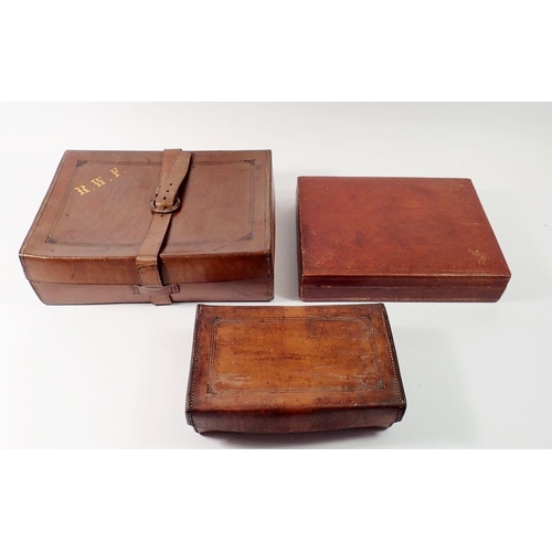 1449 - Three Edwardian leather stationary/correspondence boxes