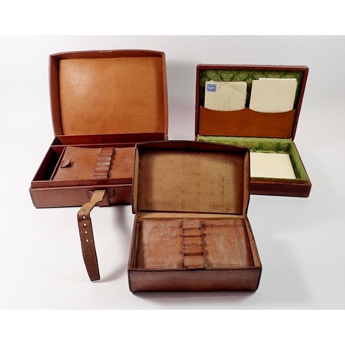 1449 - Three Edwardian leather stationary/correspondence boxes