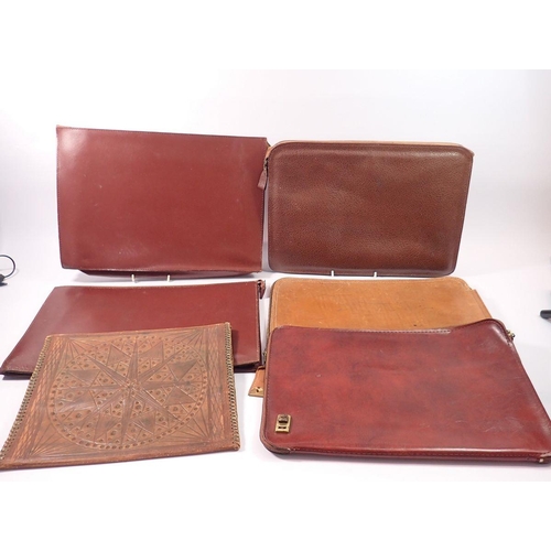 1451 - Four various vintage leather document wallets and two others