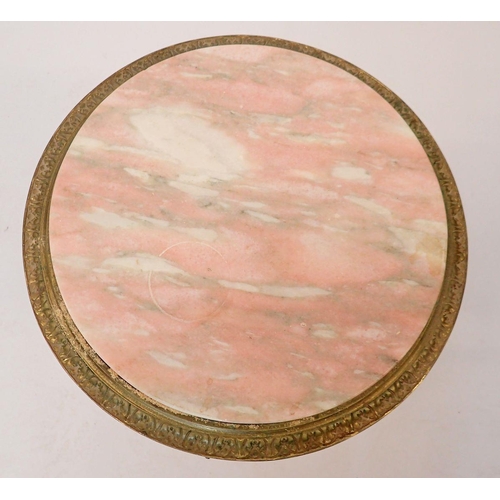 1459 - A vintage brass and marble circular occasional table, 40cm diameter