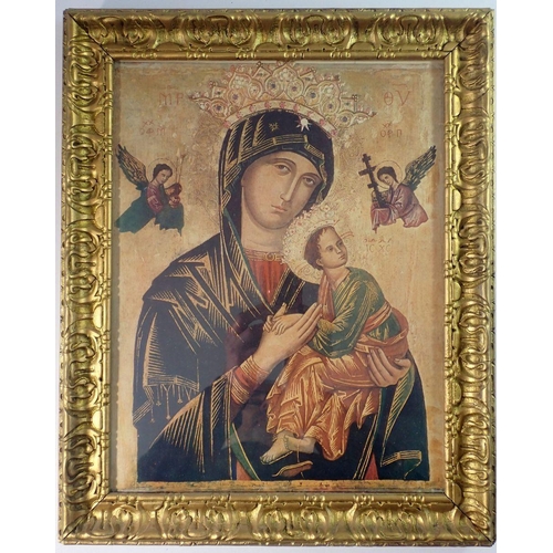 1503 - A coloured print of Madonna in gilt frame, 35 x 27cm