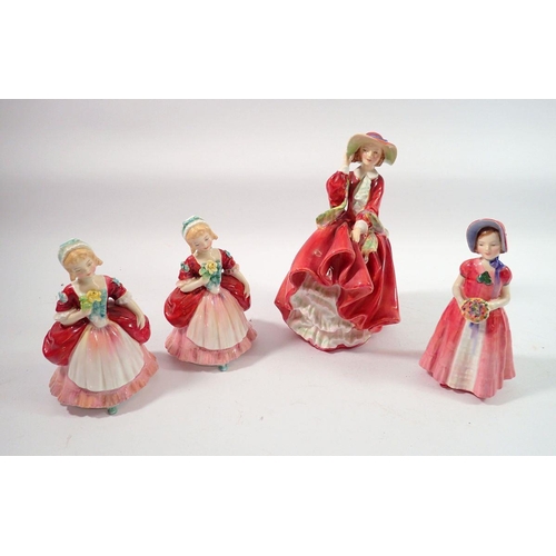 163 - Four Doulton figures - 'Top of the Hill', two Valerie figures and Diana, tallest 18cm