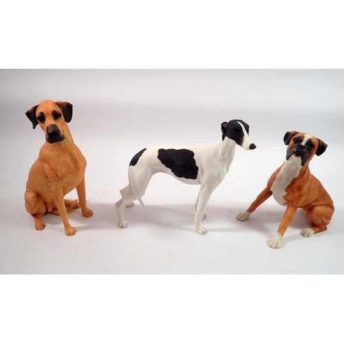 165 - Three Border Fine Arts dogs - Boxer, Great Dane and Greyhound, 16cm tall