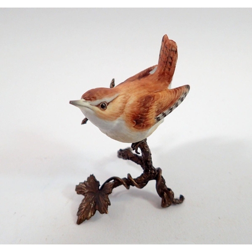 181 - An Albany fine English porcelain wren on bronze ivy branch