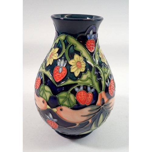 185 - A Moorcroft vase in the Strawberry Thief pattern, 19cm tall