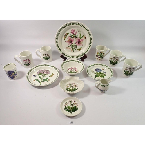 208 - A group of Portmeirion The Botanic Garden including six dinner plates, six breakfast plates, three b... 