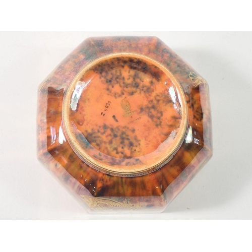 215 - A Wedgwood Butterfly lustre octagonal bowl by Daisy Makeig Jones, 12cm wide