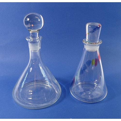 228 - A Cowdy glass ships decanter, 24cm and another ships decanter