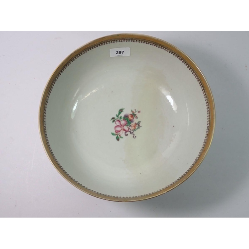 297 - A Chinese 18th century large bowl painted swags of flowers to exterior and spray of flowers to inter... 