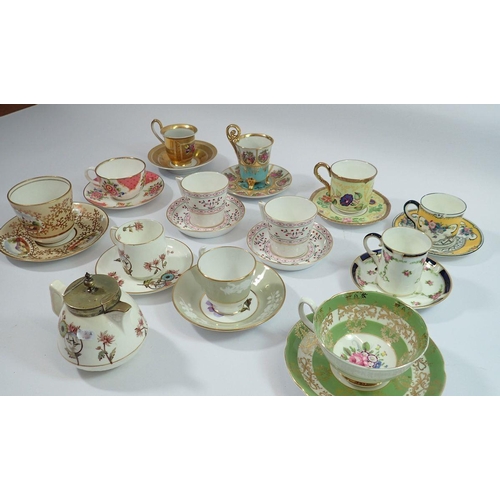 30 - A collection of twelve decorative cabinet cups and saucers including Royal Crown Derby, Worcster, Co... 