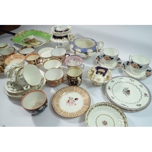 50 - A collection of antique and later tea cups and tea wares - many lacking saucers and some damaged